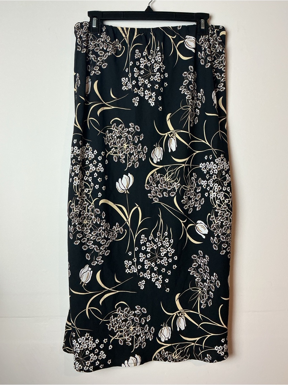 Y2K Kathie Lee Collection Black Floral Midi Skirt Size 16 Whimsigoth Botanical